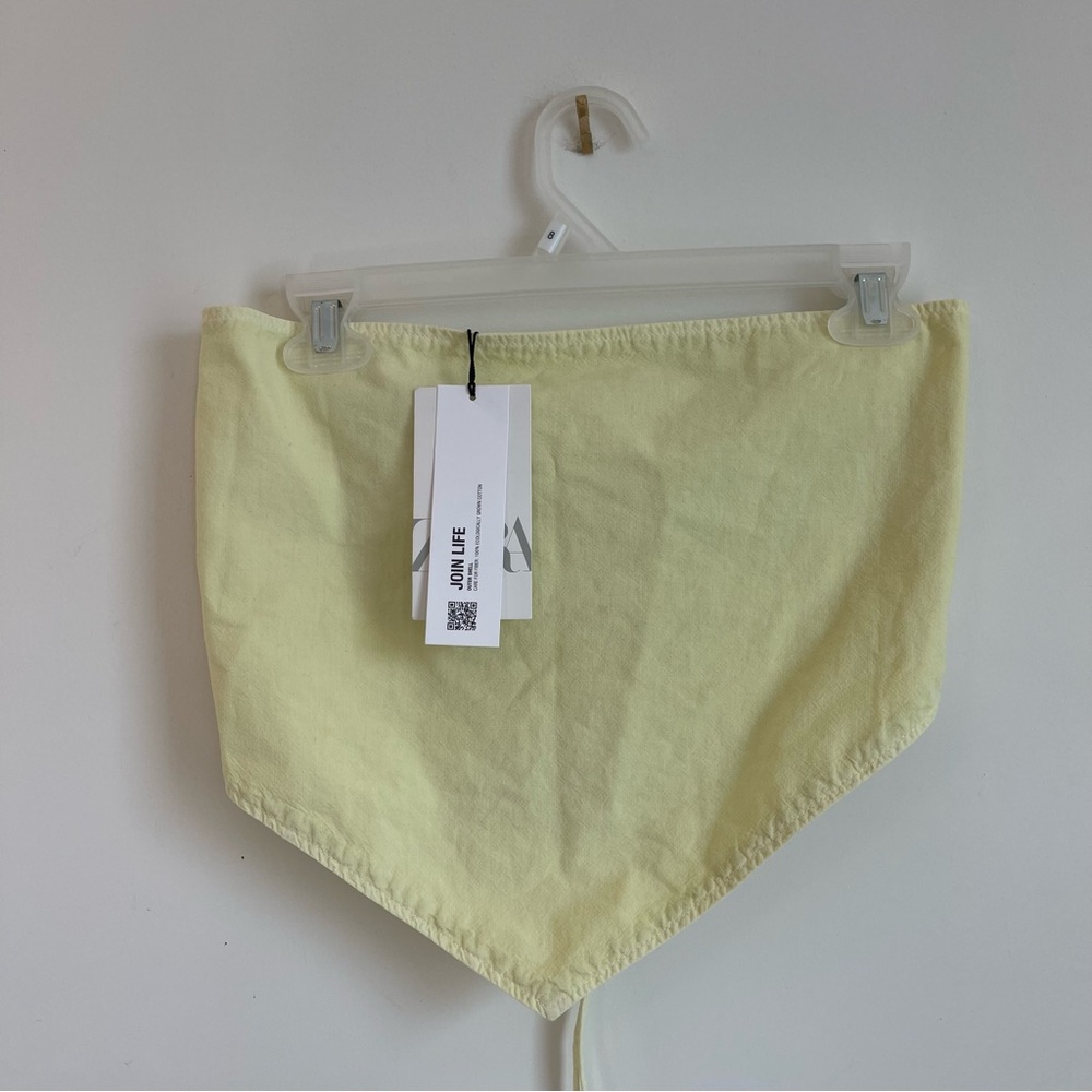 Zara NEW M Light Yellow Bandana Tube Top Festival Coachella Vacation Summer